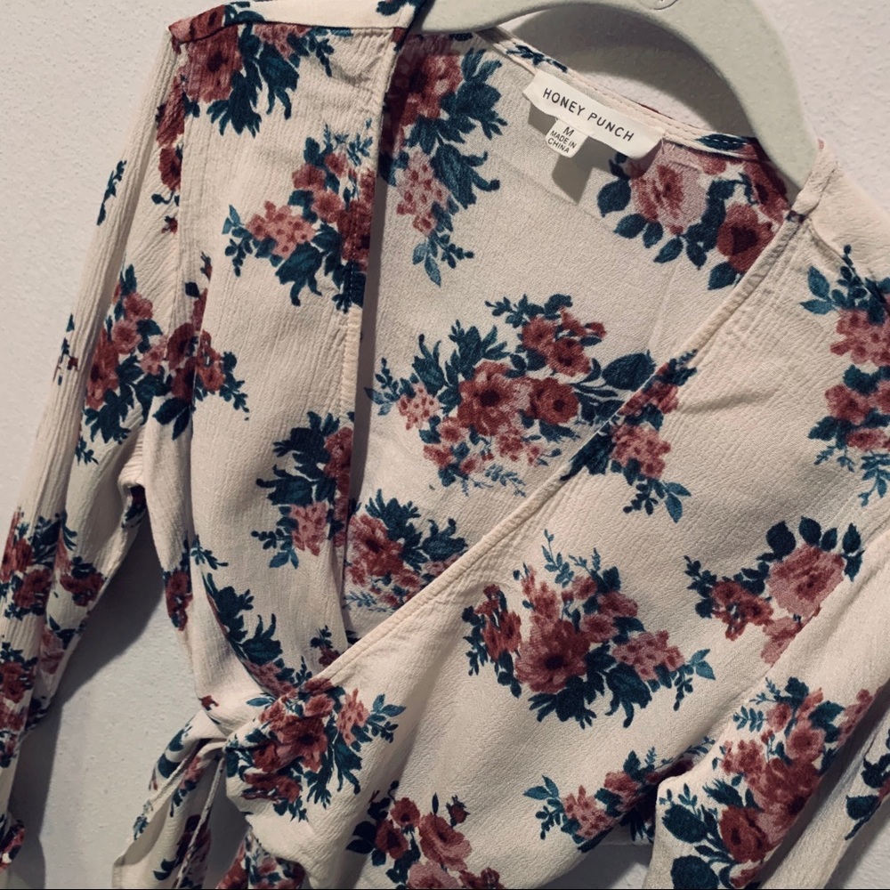 Honey Punch Long Sleeve Crop Top/w waist tie